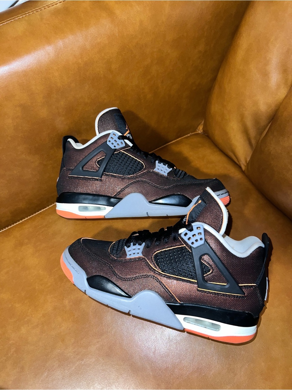 Nike Air Jordan 4 Retro 'Starfish' metallic mesh/orange underlay women’s 7.5
